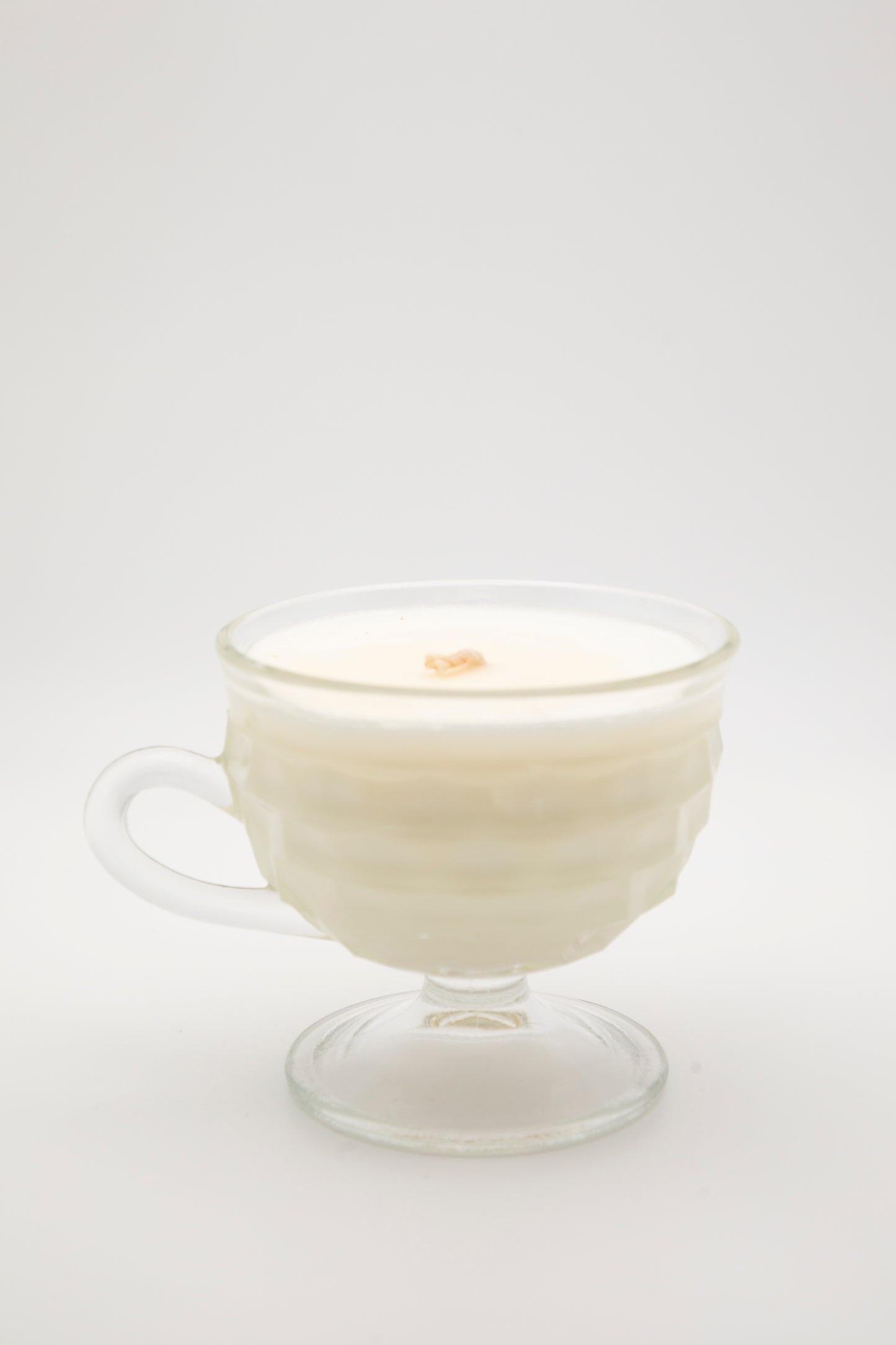 elevated glass teacup with handle