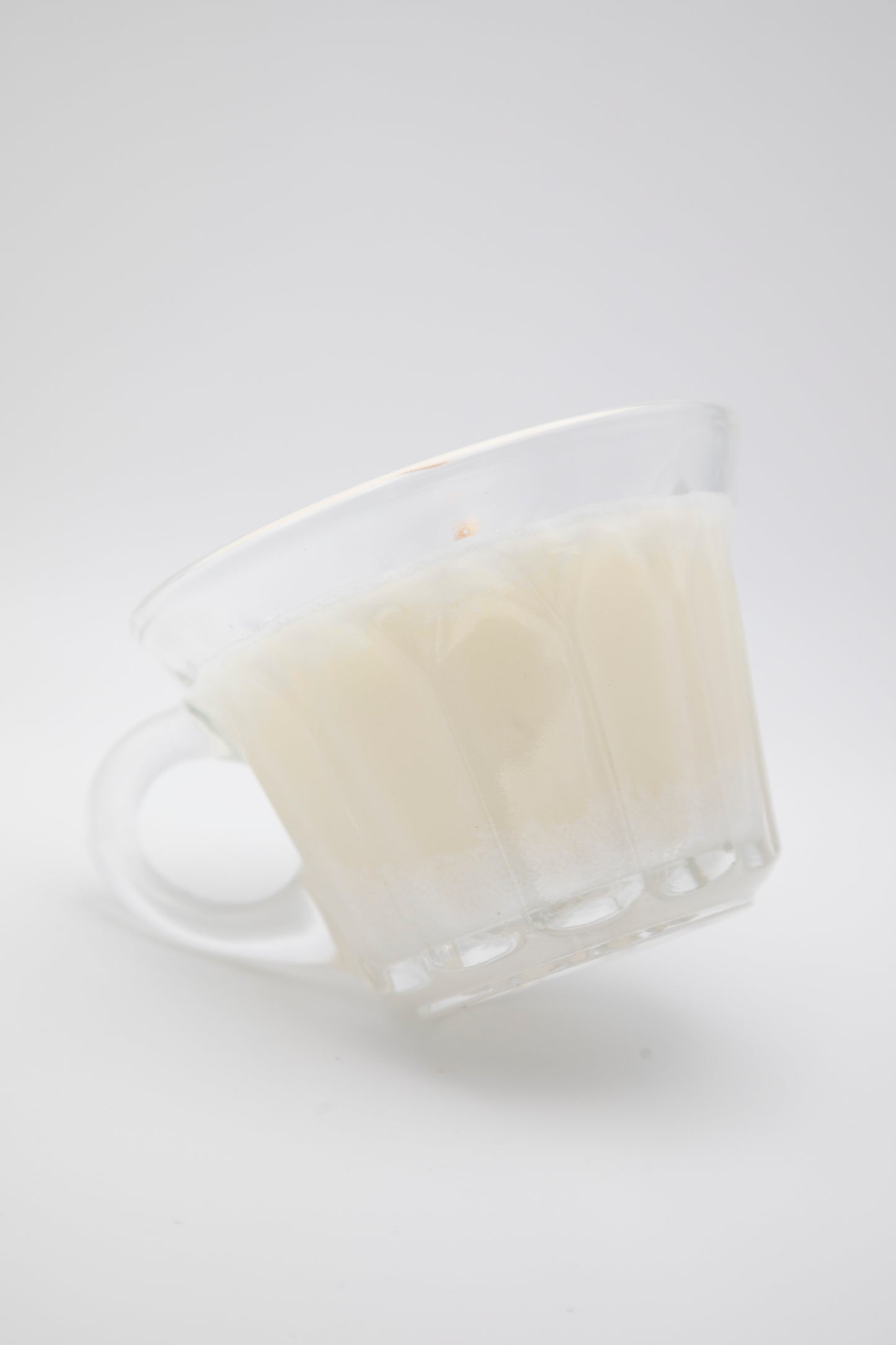 rectangular designed glass teacup