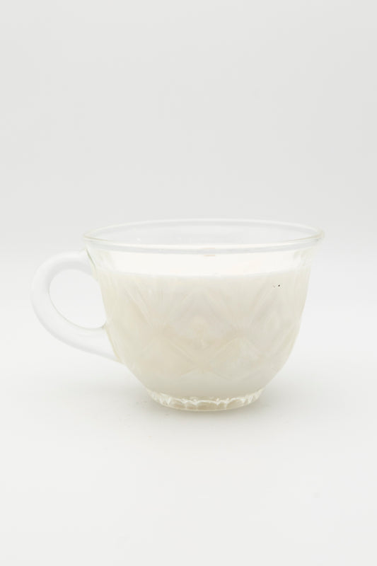 crosshatch glass teacup