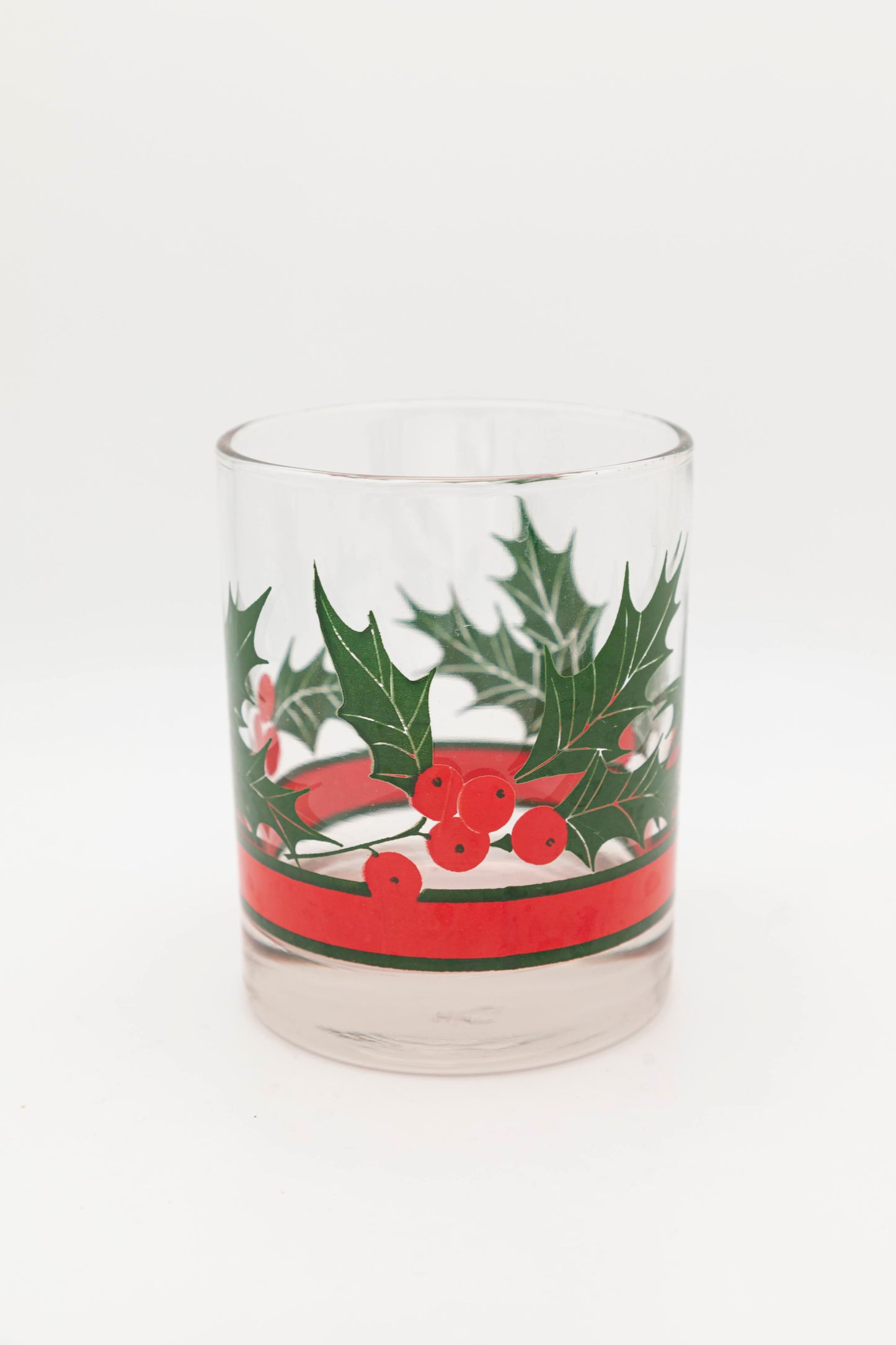 mistletoe drinking glass with red stripe