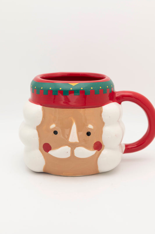 santa clause mug with decorative hat and