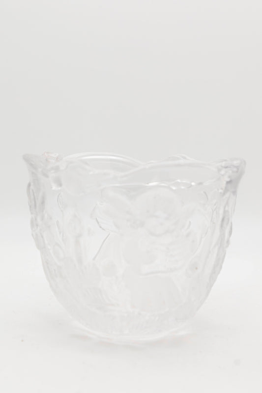 serving glass dish with angel design