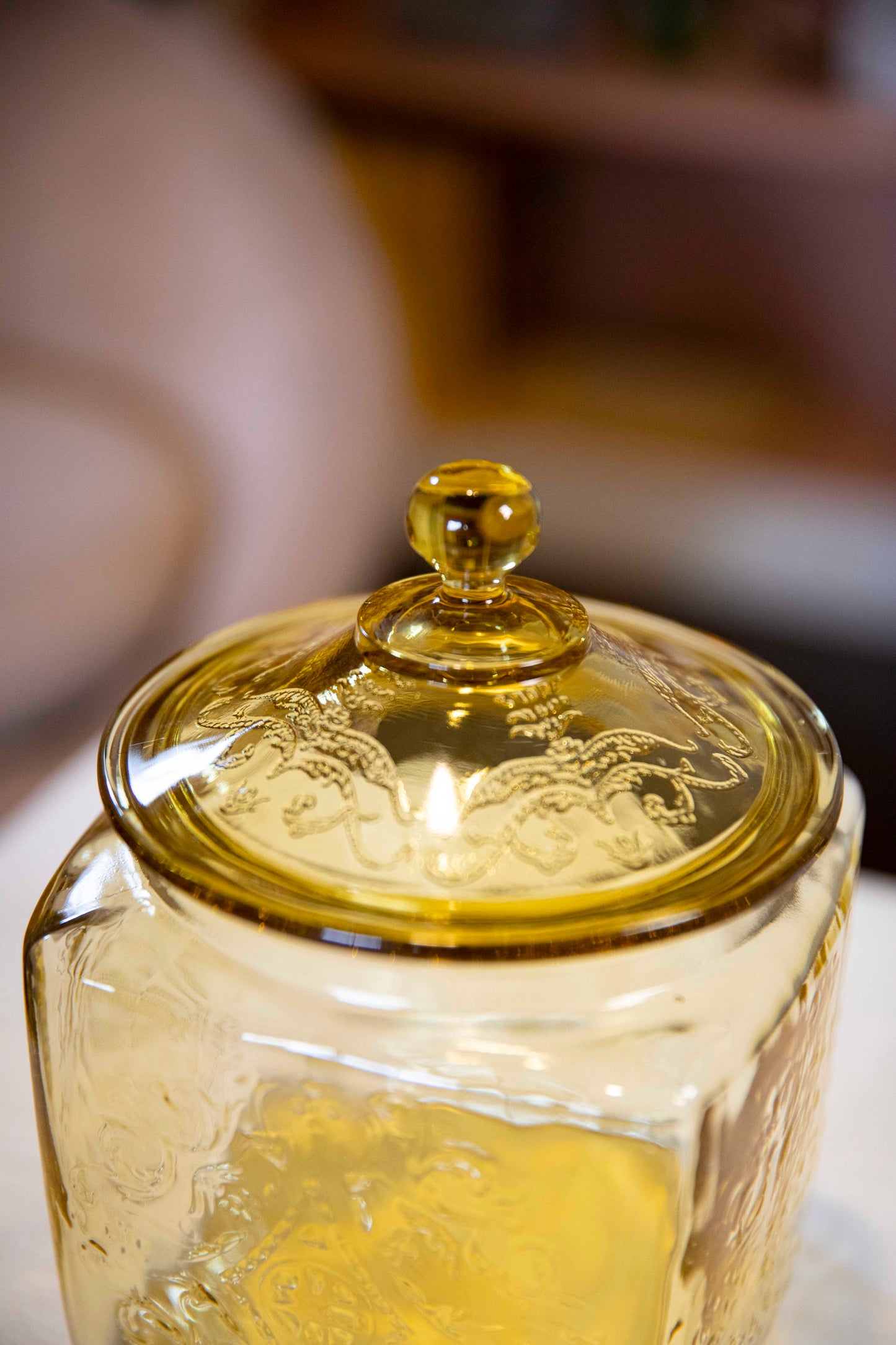 depression glass jar