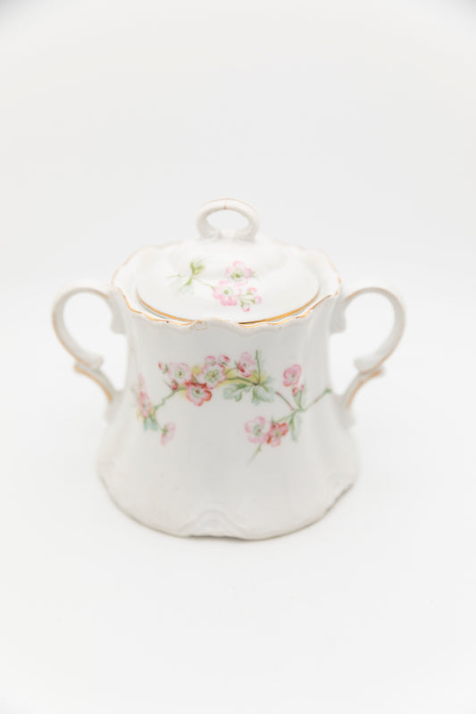 foral designed sugar holder with lid