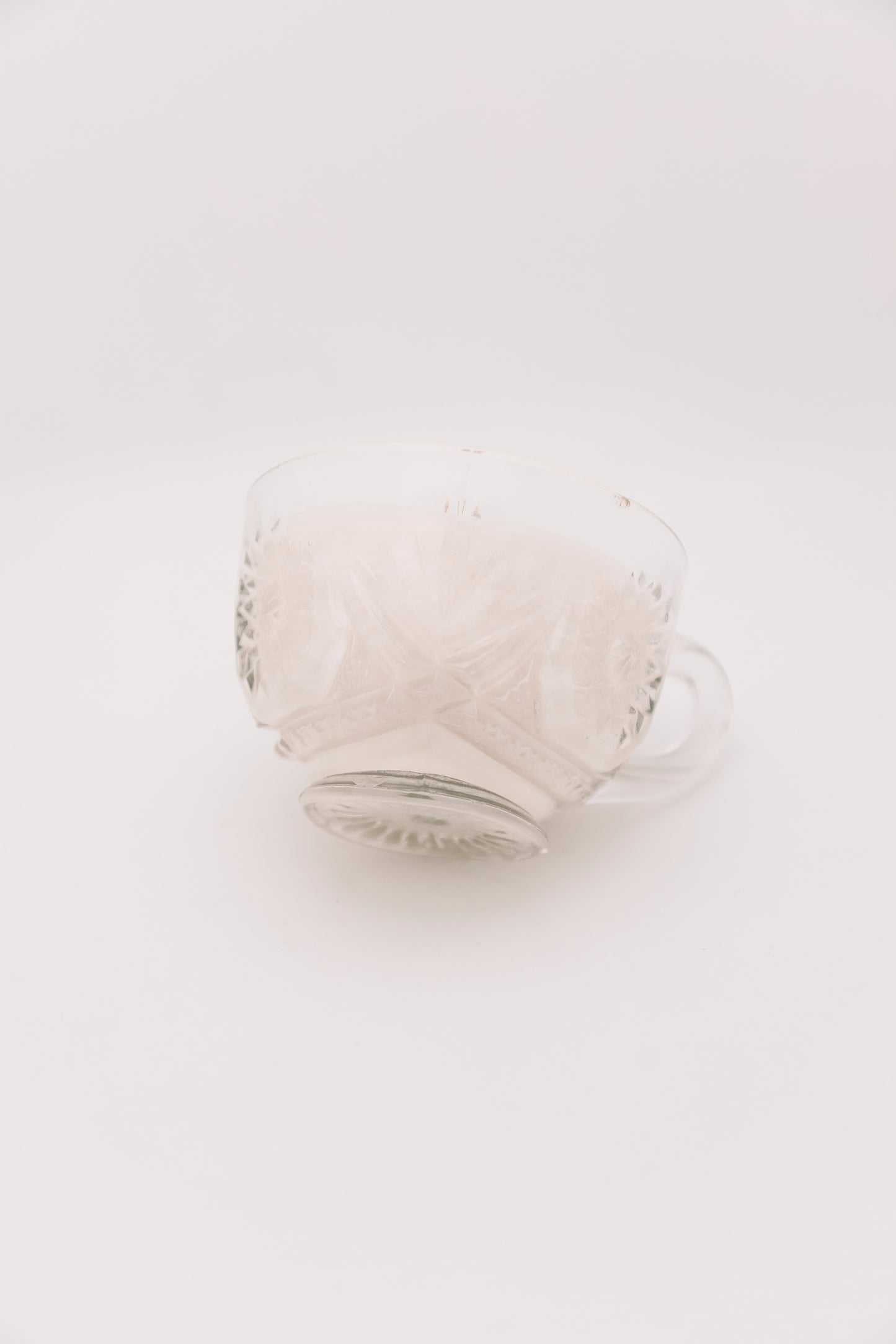 heavy handled glass teacup